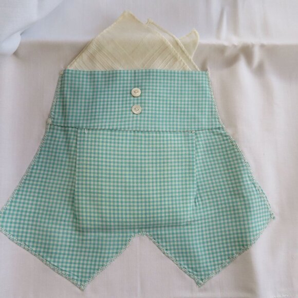 Vintage Stevens Pillowcase Set Boy Girl Gingham Pants Pocket Handkerchief Accent - Picture 6 of 13